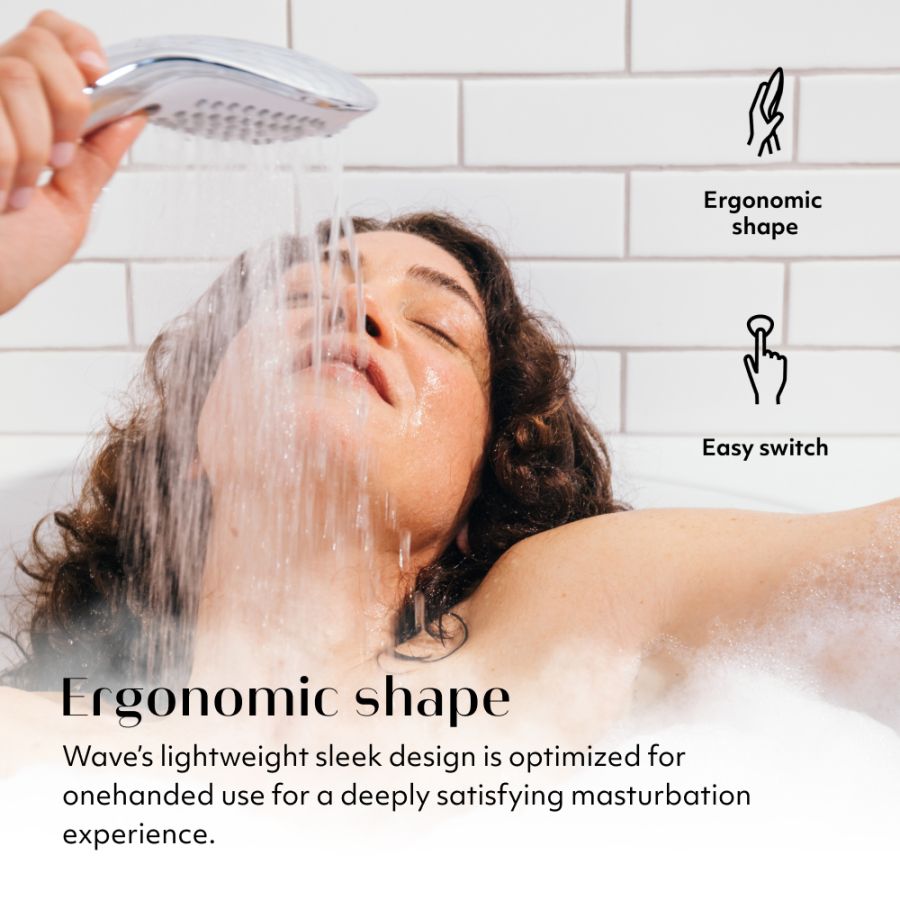 Womanizer - Wave 2-In-1 PleasureJet Showerhead/Clitoral Massager - Chrome - FRISKY BUSINESS SG