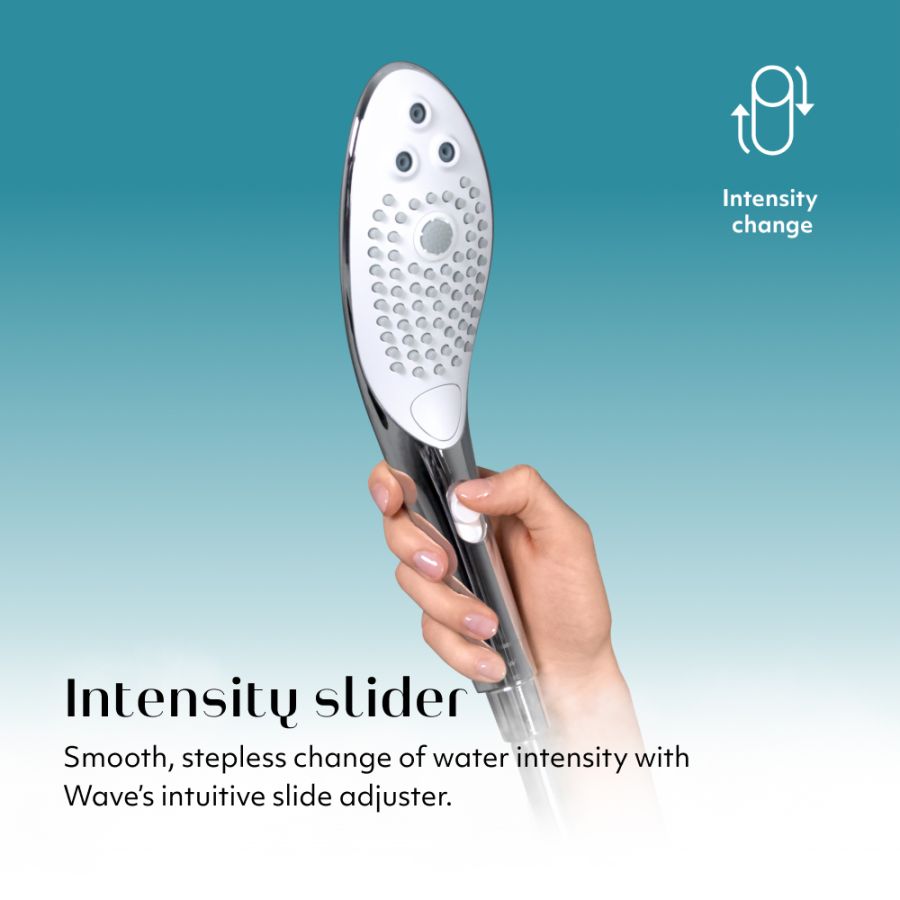 Womanizer - Wave 2-In-1 PleasureJet Showerhead/Clitoral Massager - Chrome - FRISKY BUSINESS SG